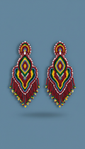 Cedar red beaded statement earrings