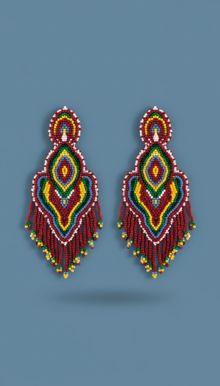 Cedar red beaded statement earrings