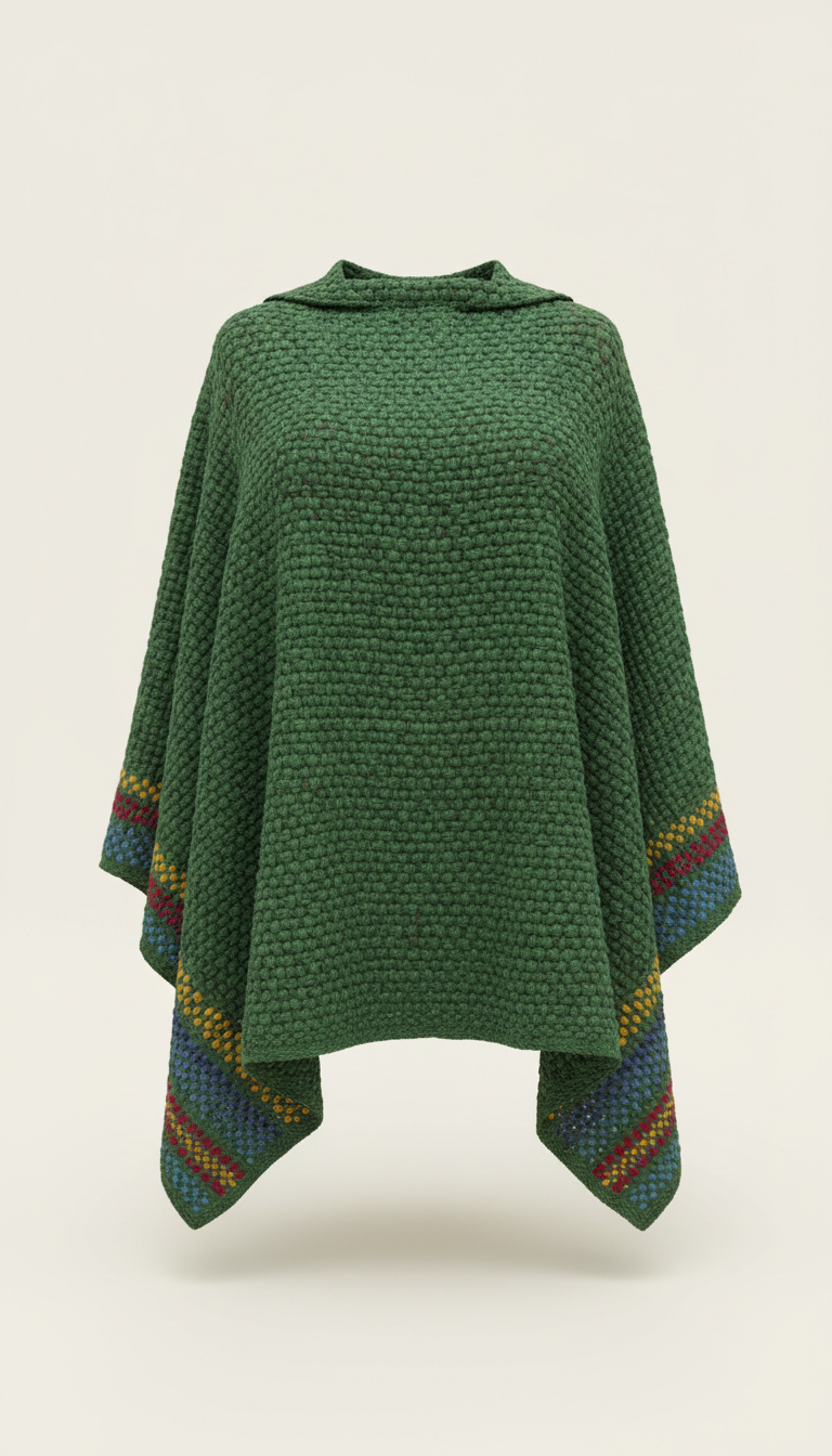Handwoven pine green textile throw