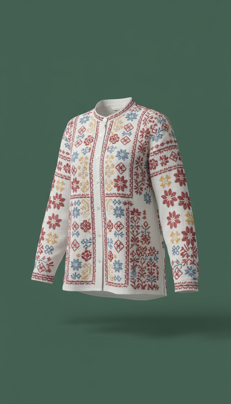 Cloud white linen shirt with embroidery